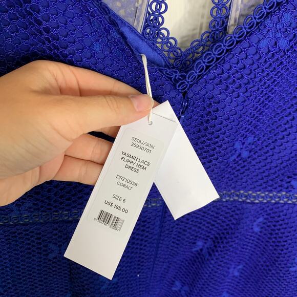 Ever New Blue Lace Flare Sleeve NWT Dress Size 6 Flippy Scalloped Hem - Picture 2 of 4